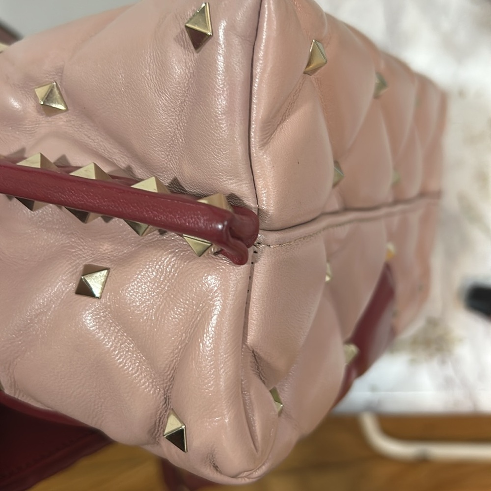 Valentino Garavani Red and Pink Quilted Studded Bag - Picture 8 of 13